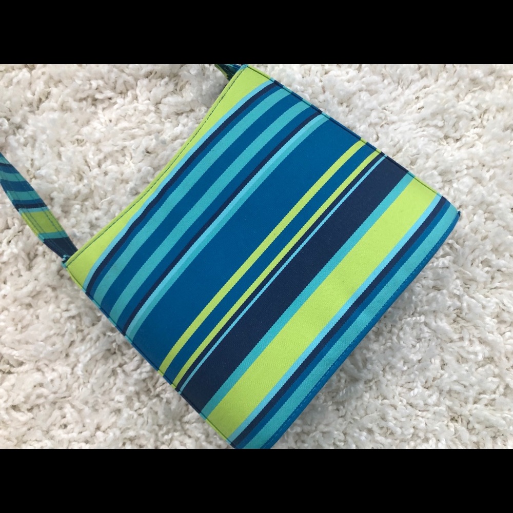 Canvas Blue & Green Striped Handbag